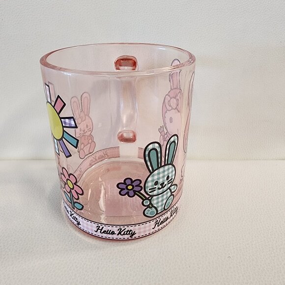 Pink Glass Hello Kitty x Easter ears and bunny coffee mug or cup - Picture 2 of 4
